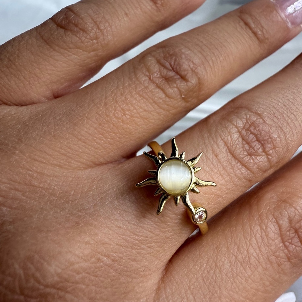 Sun Spinner Gold Sunburst Ring Stainless Steel